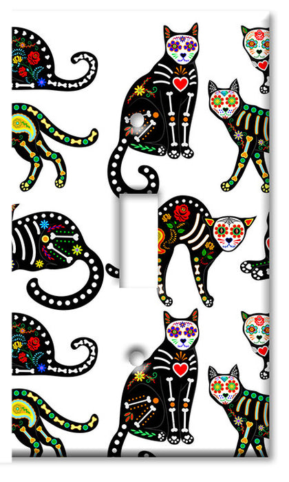 Decorative Printed Switch Plate - Electrical Switch Cover Wall Plate by Art Plates - Day of the Dead Cats II