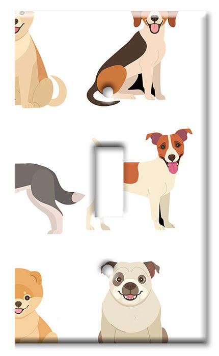 Decorative Printed Switch Plate - Electrical Switch Cover Wall Plate by Art Plates - Cute Dogs