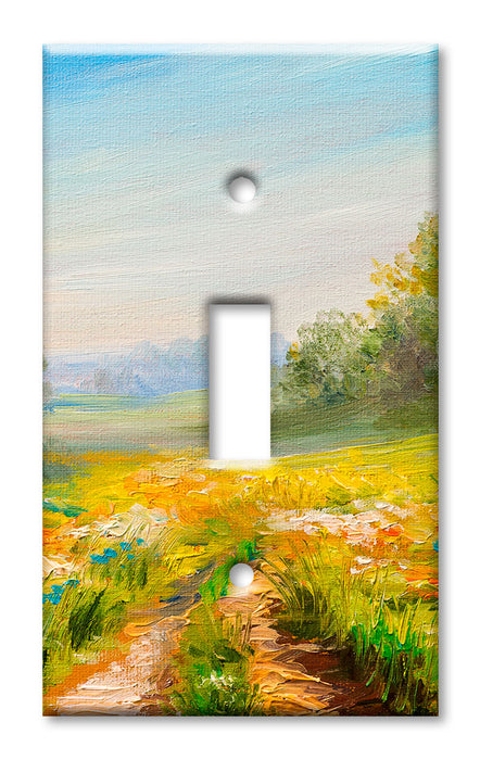 Decorative Printed OVERSIZED Switch Plate - Electrical Switch Cover JUMBO Wall Plate by Art Plates - Path through Flowers