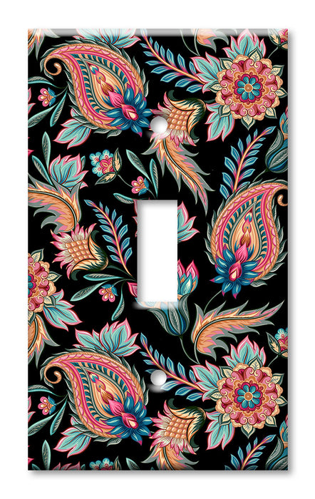 Decorative Printed OVERSIZED Switch Plate - Electrical Switch Cover JUMBO Wall Plate by Art Plates - Paisley Flowers