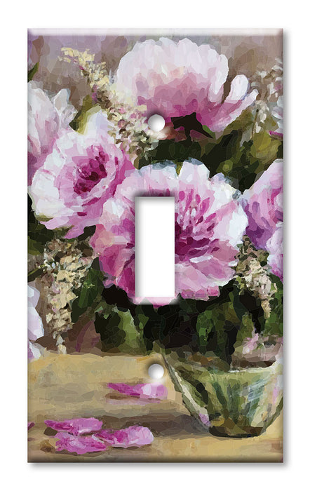 Decorative Printed Switch Plate - Electrical Switch Cover Wall Plate by Art Plates - Purple Flowers in a Vase