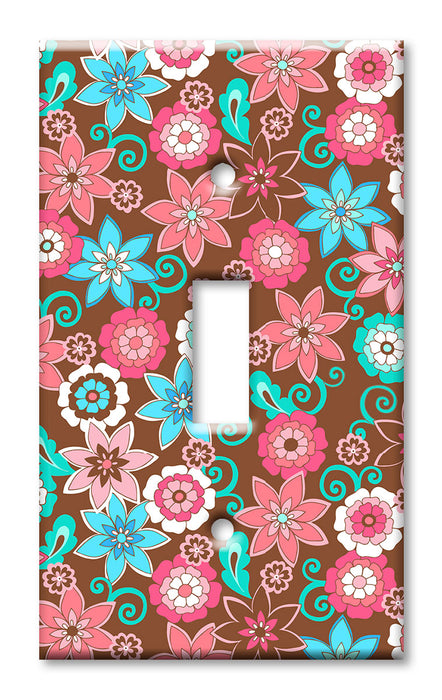 Decorative Printed OVERSIZED Switch Plate - Electrical Switch Cover JUMBO Wall Plate by Art Plates - Retro Floral Seamless