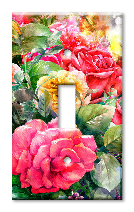 Decorative Printed OVERSIZED Switch Plate - Electrical Switch Cover JUMBO Wall Plate by Art Plates - Rose Painting