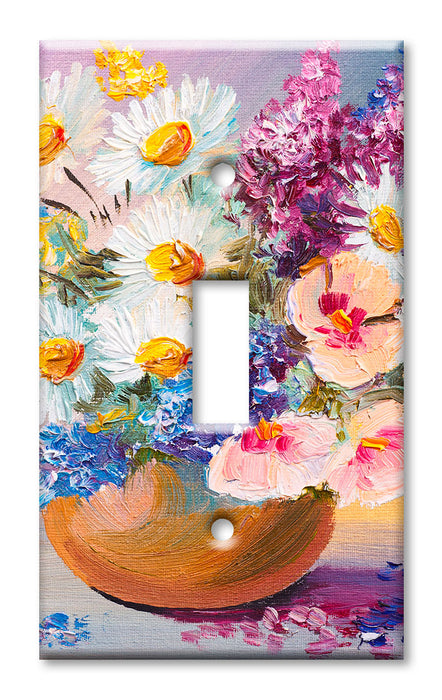 Decorative Printed OVERSIZED Switch Plate - Electrical Switch Cover JUMBO Wall Plate by Art Plates - Flowers in a Vase