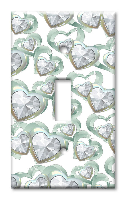 Decorative Printed Switch Plate - Electrical Switch Cover Wall Plate by Art Plates - Diamond Hearts