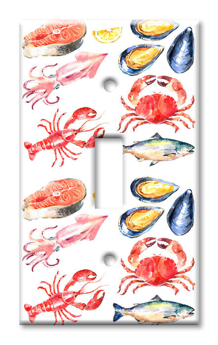 Decorative Printed Switch Plate - Electrical Switch Cover Wall Plate by Art Plates - Seafood Collection