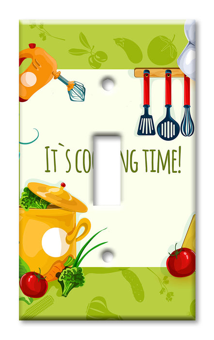 Decorative Printed OVERSIZED Switch Plate - Electrical Switch Cover JUMBO Wall Plate by Art Plates - It's Cooking Time