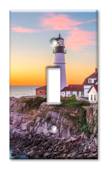 Decorative Printed OVERSIZED Switch Plate - Electrical Switch Cover JUMBO Wall Plate by Art Plates - Lighthouse at Dusk