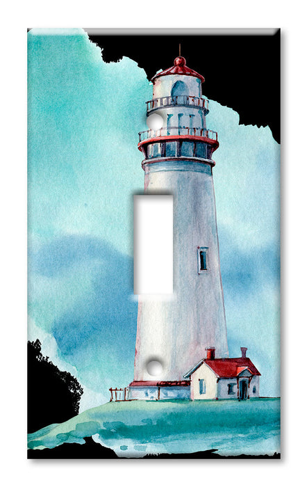 Decorative Printed Switch Plate - Electrical Switch Cover Wall Plate by Art Plates - Watercolor Lighthouse