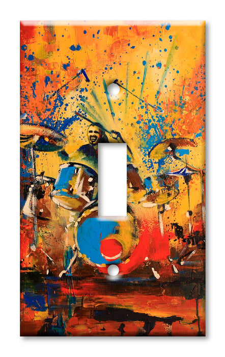 Decorative Printed Switch Plate - Electrical Switch Cover Wall Plate by Art Plates - Drummer Painting