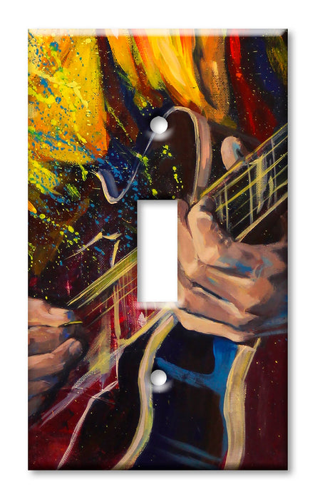 Decorative Printed OVERSIZED Switch Plate - Electrical Switch Cover JUMBO Wall Plate by Art Plates - Jazz Guitarist Painting