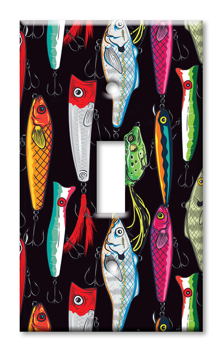 Decorative Printed Switch Plate - Electrical Switch Cover Wall Plate by Art Plates - Fishing Lures