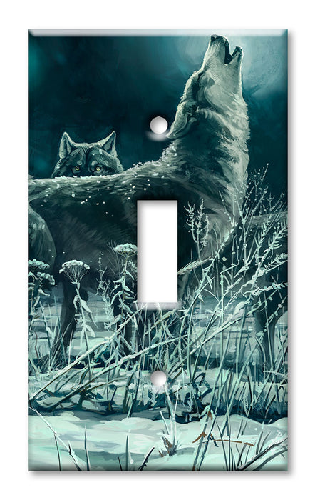 Decorative Printed OVERSIZED Switch Plate - Electrical Switch Cover JUMBO Wall Plate by Art Plates - Wolf Painting