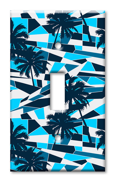 Decorative Printed OVERSIZED Switch Plate - Electrical Switch Cover JUMBO Wall Plate by Art Plates - Blue Palm Trees