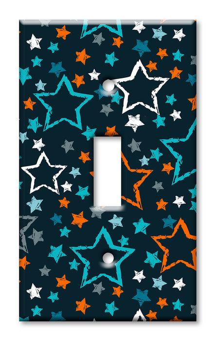 Decorative Printed OVERSIZED Switch Plate - Electrical Switch Cover JUMBO Wall Plate by Art Plates - Stars