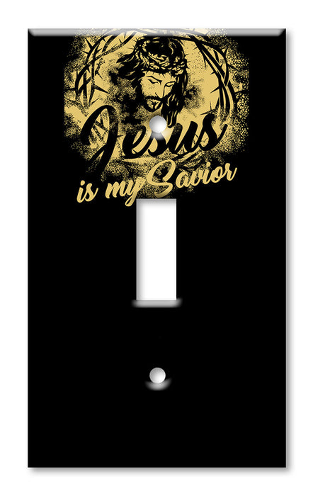 Decorative Printed OVERSIZED Switch Plate - Electrical Switch Cover JUMBO Wall Plate by Art Plates - Jesus is my Savior