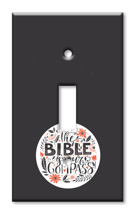 Decorative Printed OVERSIZED Switch Plate - Electrical Switch Cover JUMBO Wall Plate by Art Plates - Bible is our Compass