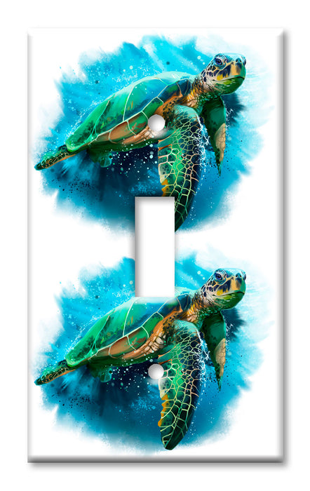 Decorative Printed OVERSIZED Switch Plate - Electrical Switch Cover JUMBO Wall Plate by Art Plates - Sea Turtle Painting