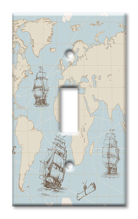 Decorative Printed Switch Plate - Electrical Switch Cover Wall Plate by Art Plates - World Map