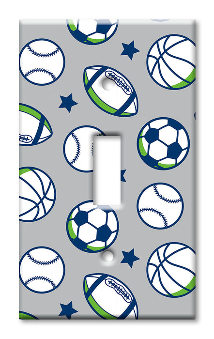 Decorative Printed OVERSIZED Switch Plate - Electrical Switch Cover JUMBO Wall Plate by Art Plates - Sports Balls