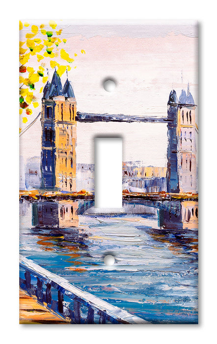 Decorative Printed OVERSIZED Switch Plate - Electrical Switch Cover JUMBO Wall Plate by Art Plates - London Painting