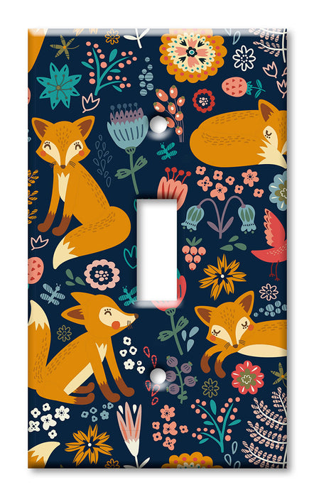 Decorative Printed OVERSIZED Switch Plate - Electrical Switch Cover JUMBO Wall Plate by Art Plates - Foxes