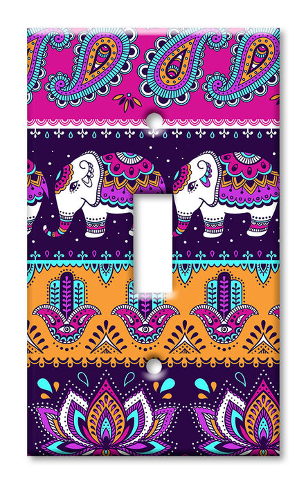 Decorative Printed OVERSIZED Switch Plate - Electrical Switch Cover JUMBO Wall Plate by Art Plates - Whimsical Elephants