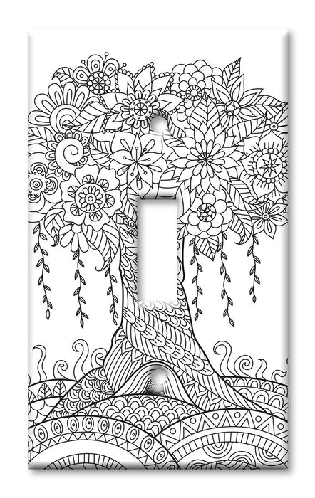 Decorative Printed OVERSIZED Switch Plate - Electrical Switch Cover JUMBO Wall Plate by Art Plates - Whimsical Tree