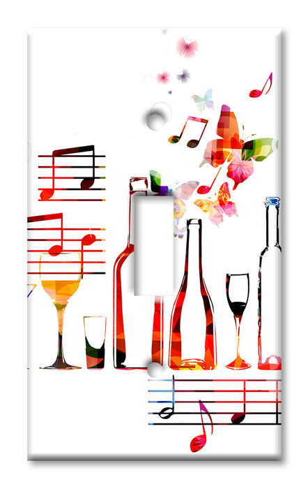 Decorative Printed Switch Plate - Electrical Switch Cover Wall Plate by Art Plates - Musical Wine