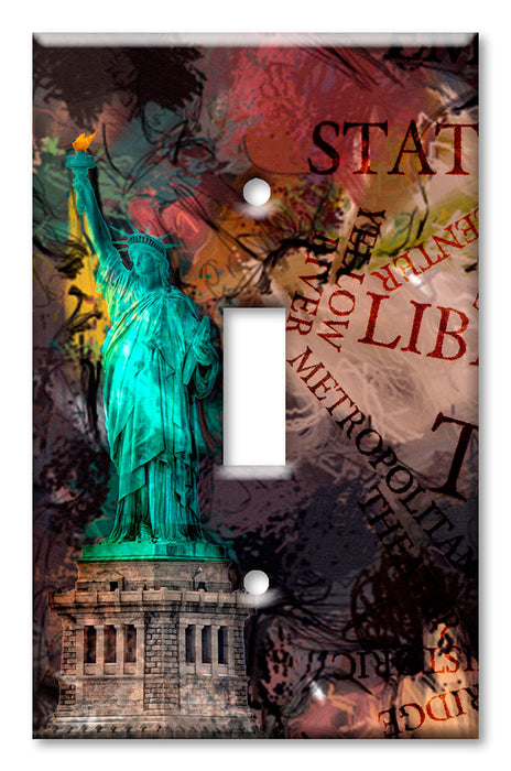 Decorative Printed OVERSIZED Switch Plate - Electrical Switch Cover JUMBO Wall Plate by Art Plates - Statue of Liberty Metropolitan