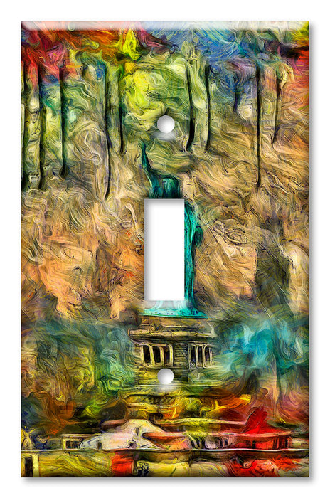 Decorative Printed OVERSIZED Switch Plate - Electrical Switch Cover JUMBO Wall Plate by Art Plates - Statue of Liberty Abstract