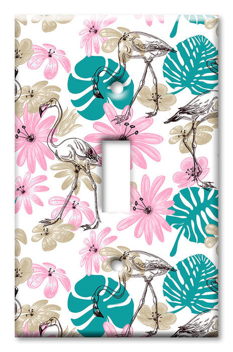 Decorative Printed OVERSIZED Switch Plate - Electrical Switch Cover JUMBO Wall Plate by Art Plates - Pink and Blue Flamingo