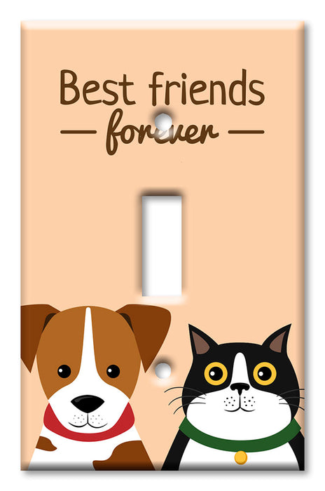 Decorative Printed Switch Plate - Electrical Switch Cover Wall Plate by Art Plates - Best Friends Forever - Cat and Dog