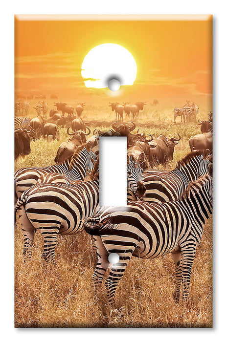 Decorative Printed Switch Plate - Electrical Switch Cover Wall Plate by Art Plates - Zebras on the Range