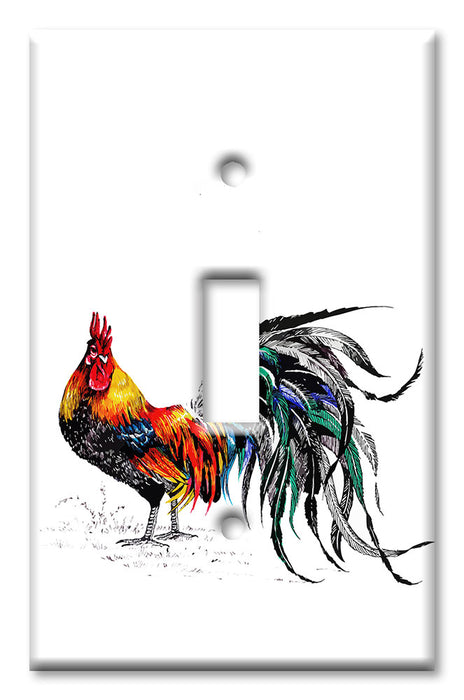 Decorative Printed OVERSIZED Switch Plate - Electrical Switch Cover JUMBO Wall Plate by Art Plates - Rooster Drawing