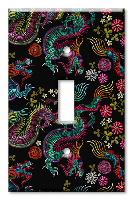 Decorative Printed Switch Plate - Electrical Switch Cover Wall Plate by Art Plates - Colorful Dragon Toss