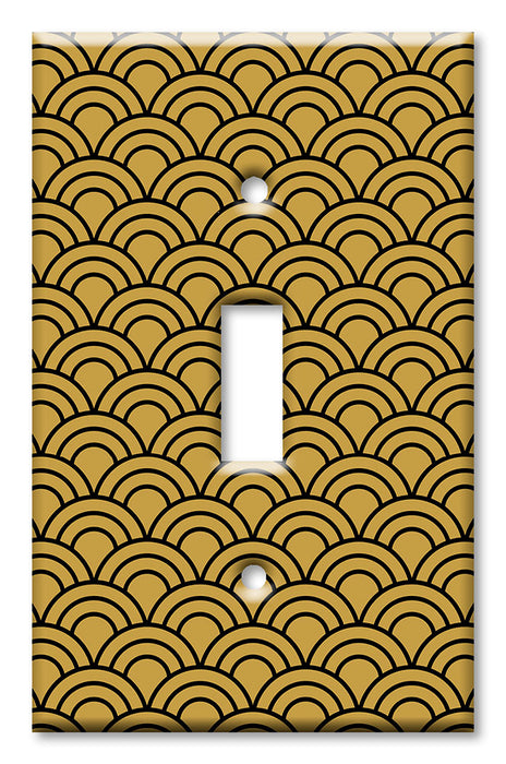 Decorative Printed OVERSIZED Switch Plate - Electrical Switch Cover JUMBO Wall Plate by Art Plates - Black and Gold Half Circles