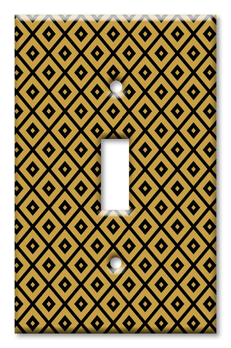 Decorative Printed OVERSIZED Switch Plate - Electrical Switch Cover JUMBO Wall Plate by Art Plates - Black and Gold Triangles