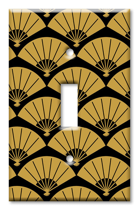 Decorative Printed Switch Plate - Electrical Switch Cover Wall Plate by Art Plates - Gold Fans