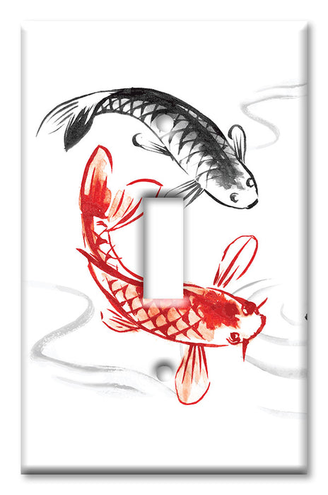 Decorative Printed OVERSIZED Switch Plate - Electrical Switch Cover JUMBO Wall Plate by Art Plates - Koi Drawing