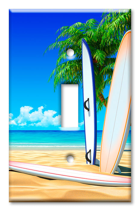 Decorative Printed Switch Plate - Electrical Switch Cover Wall Plate by Art Plates - Surf Boards on the Beach