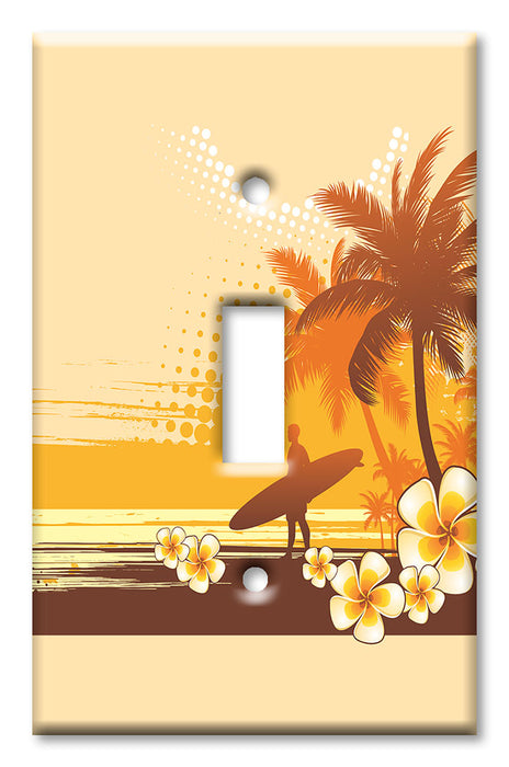 Decorative Printed OVERSIZED Switch Plate - Electrical Switch Cover JUMBO Wall Plate by Art Plates - Surfer on the Beach