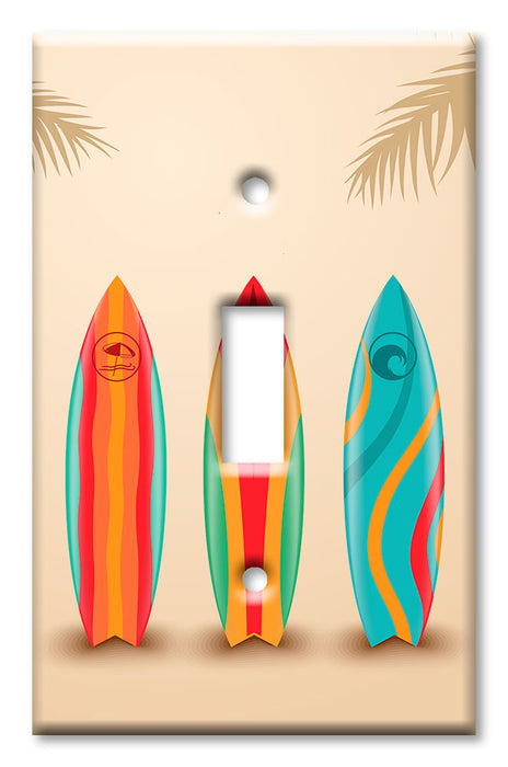 Decorative Printed OVERSIZED Switch Plate - Electrical Switch Cover JUMBO Wall Plate by Art Plates - Three Surfboards