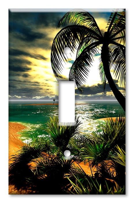 Decorative Printed OVERSIZED Switch Plate - Electrical Switch Cover JUMBO Wall Plate by Art Plates - Dusk on the Beach