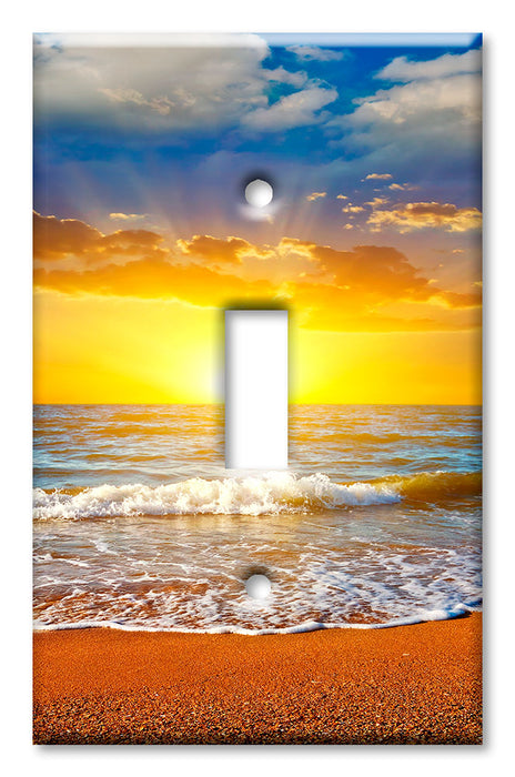 Decorative Printed OVERSIZED Switch Plate - Electrical Switch Cover JUMBO Wall Plate by Art Plates - Bright Sunset at the Beach