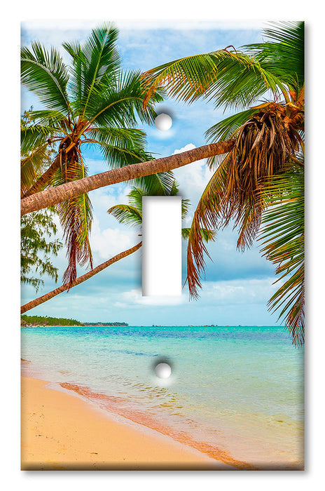 Decorative Printed Switch Plate - Electrical Switch Cover Wall Plate by Art Plates - Beach Palm Trees Over the Water