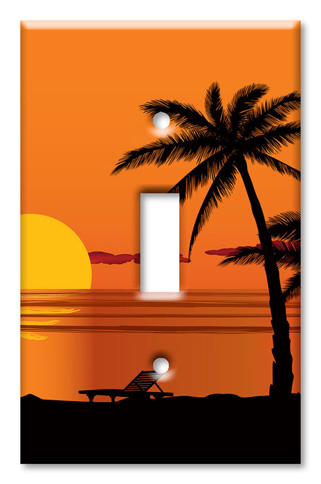 Decorative Printed OVERSIZED Switch Plate - Electrical Switch Cover JUMBO Wall Plate by Art Plates - Beach Orange Sunset