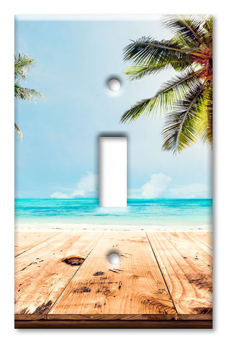 Decorative Printed OVERSIZED Switch Plate - Electrical Switch Cover JUMBO Wall Plate by Art Plates - Beach View from the Walkway