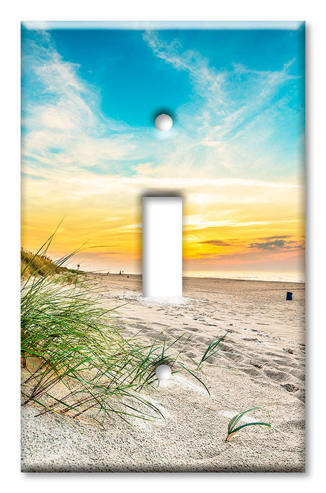 Decorative Printed OVERSIZED Switch Plate - Electrical Switch Cover JUMBO Wall Plate by Art Plates - Grass and the Beach Sand