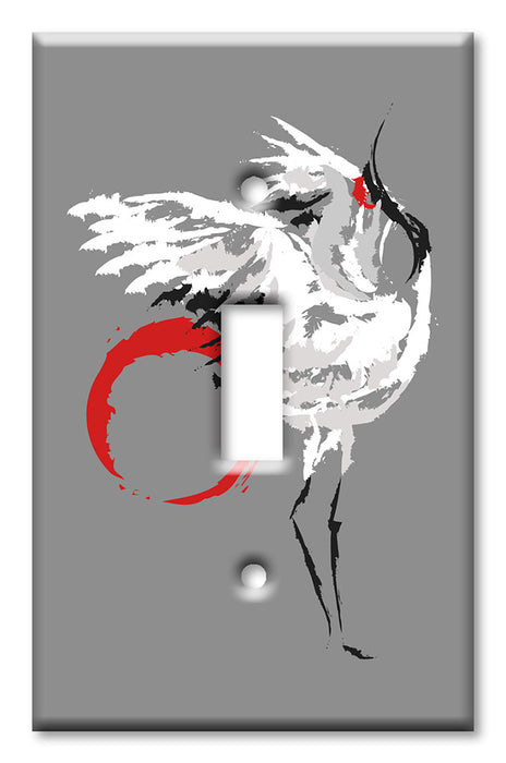 Decorative Printed OVERSIZED Switch Plate - Electrical Switch Cover JUMBO Wall Plate by Art Plates - Dancing Crane